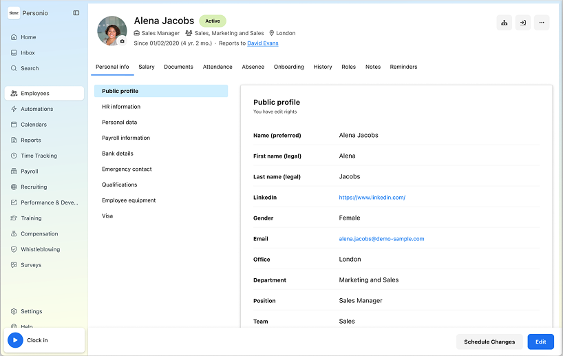 Employee Profile before